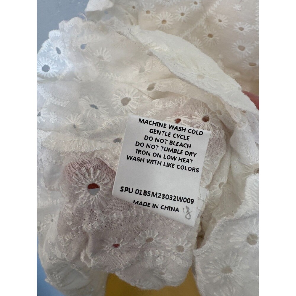 Bloomchic 10 M Solid Ruffles Scalloped Trim Laser Cut Blouse White - Picture 9 of 11